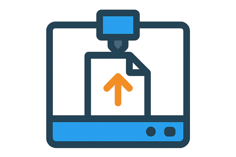 3D-Drucker, der ein Objekt mit einem nach oben zeigenden Pfeil druckt.