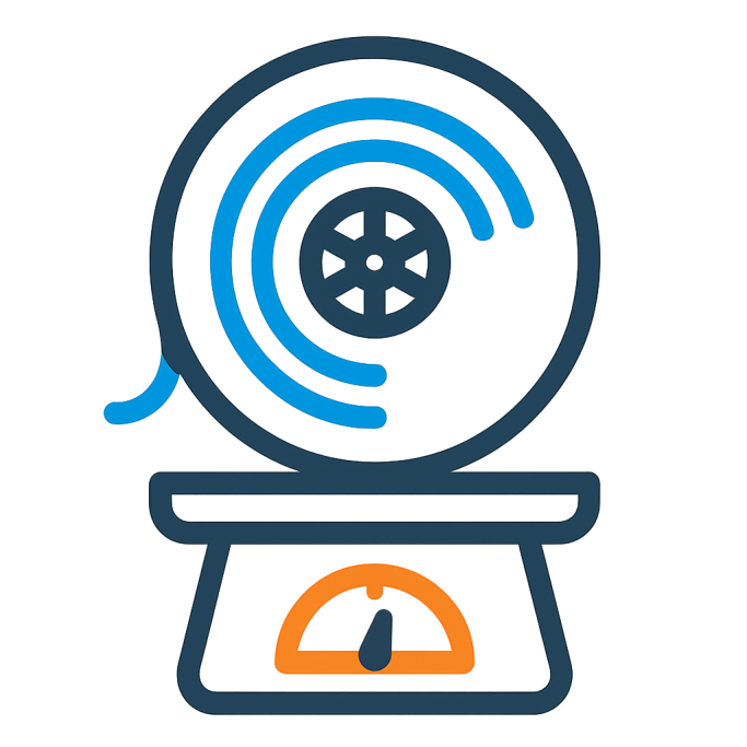 Ein stilisiertes Waagen-Symbol mit einer runden Plattform und einer Spirale.